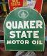 Vintage 59 Quaker State Motor Oil Steel Garage Sign Gas Station Large Green Usa