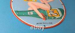 Vintage 7 Up Soda Porcelain Sign Piggly General Store Gas Oil Pump Plate Sign