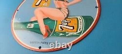 Vintage 7 Up Soda Porcelain Sign Piggly General Store Gas Oil Pump Plate Sign