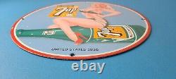 Vintage 7 Up Soda Porcelain Sign Piggly General Store Gas Oil Pump Plate Sign