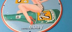 Vintage 7 Up Soda Porcelain Sign Piggly General Store Gas Oil Pump Plate Sign