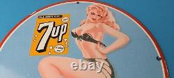 Vintage 7 Up Soda Porcelain Sign Piggly General Store Gas Oil Pump Plate Sign