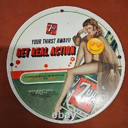 Vintage 7up Soda Pop Porcelain Gas & Oil Station Pump Plate Garage Man Cave