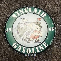 Vintage 8 Sinclair Porcelain Sign Flintstone Gasoline Motor Oil Station Service