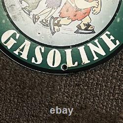 Vintage 8 Sinclair Porcelain Sign Flintstone Gasoline Motor Oil Station Service