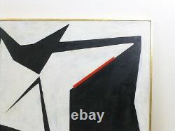 Vintage ABSTRACT GEOMETRIC BAUHAUS OIL PAINTING MID CENTURY MODERN Signed