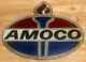 Vintage Amoco Gas & Oil Leaded Stained Glass Type Sign Nice Rare Hard To Find