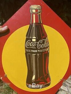 Vintage AM-4-46 Post War Coca Cola Masonite sign original gas oil advertising