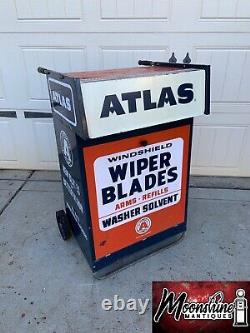 Vintage ATLAS WIPER BLADES Service Station Cabinet Gas & Oil