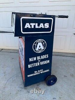 Vintage ATLAS WIPER BLADES Service Station Cabinet Gas & Oil