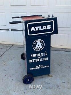 Vintage ATLAS WIPER BLADES Service Station Cabinet Gas & Oil