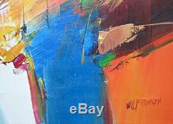 Vintage Abstract Oil Painting, Signed Wilkinson