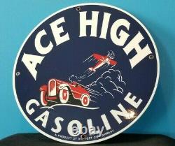 Vintage Ace High Gasoline Airplane Car Gas Motor Oil Service Station Pump Sign