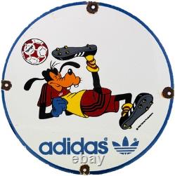 Vintage Adidas Porcelain Sign All Stars Soccer Gas Oil Disney Goofy Samba