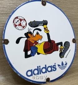 Vintage Adidas Porcelain Sign All Stars Soccer Gas Oil Disney Goofy Samba