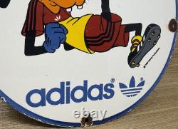 Vintage Adidas Porcelain Sign All Stars Soccer Gas Oil Disney Goofy Samba