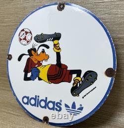 Vintage Adidas Porcelain Sign All Stars Soccer Gas Oil Disney Goofy Samba