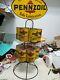 Vintage Advertising Pennzoil Metal Gas Oil Can Display Rack 2-sided With Oil Can