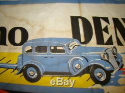 Vintage Advertising Sign Banner 1930 Car Graphics Oil Can Gas Station Original