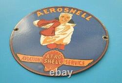 Vintage Aero Shell Gasoline Porcelain Gas Oil Aviation Service Station Pump Sign