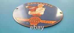 Vintage Aero Shell Gasoline Porcelain Gas Oil Aviation Service Station Pump Sign