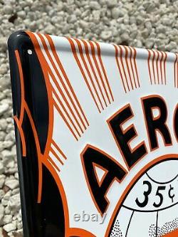 Vintage Aeroil Embossed Sign Porcelain Texas Motor Oil Gas Service Tin Tacker