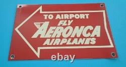 Vintage Aeronca Porcelain Aviation Gas Oil Service Station Airplanes 14 Sign