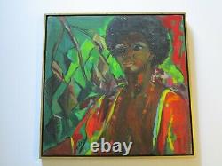 Vintage African American Nude Painting Portrait By Hazel Impressionist Modernism