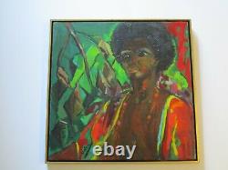 Vintage African American Nude Painting Portrait By Hazel Impressionist Modernism