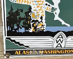 Vintage Alaska Airlines Porcelain Sign Aviation Washington Airplane Airport Gas