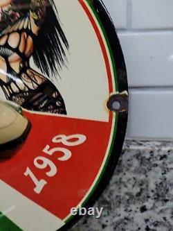 Vintage Alfa Romeo Porcelain Sign Italian Automobile Car Dealer Gas Oil Italy