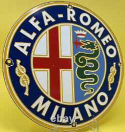 Vintage Alfa-romeo Porcelain Dealership Sign Sales Service Gas Station Pump Oil