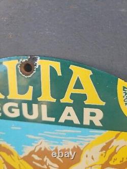 Vintage Alta Gasoline Porcelain Sign Regular Fuel Gas Station Service Plaque