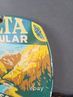 Vintage Alta Gasoline Porcelain Sign Regular Fuel Gas Station Service Plaque
