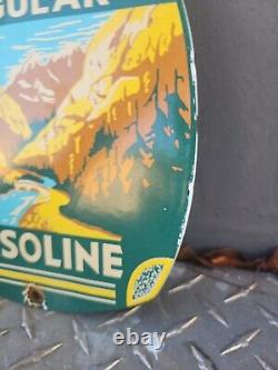 Vintage Alta Gasoline Porcelain Sign Regular Fuel Gas Station Service Plaque
