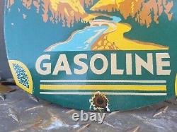 Vintage Alta Gasoline Porcelain Sign Regular Fuel Gas Station Service Plaque