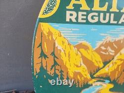 Vintage Alta Gasoline Porcelain Sign Regular Fuel Gas Station Service Plaque