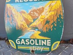 Vintage Alta Gasoline Porcelain Sign Regular Fuel Gas Station Service Plaque