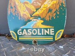 Vintage Alta Gasoline Porcelain Sign Regular Fuel Gas Station Service Plaque