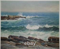 Vintage American Impressionist Pemaquid Maine Coast Ocean Fine Art Oil Painting