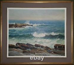 Vintage American Impressionist Pemaquid Maine Coast Ocean Fine Art Oil Painting