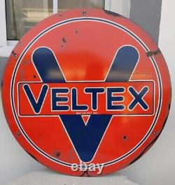 Vintage Antique Gas oil Petroleum Porcelain Sign 60cm Veltex hanging fletcher