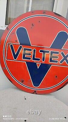 Vintage Antique Gas oil Petroleum Porcelain Sign 60cm Veltex hanging fletcher