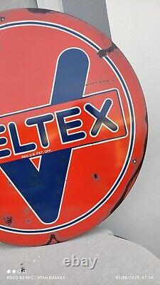 Vintage Antique Gas oil Petroleum Porcelain Sign 60cm Veltex hanging fletcher