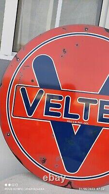 Vintage Antique Gas oil Petroleum Porcelain Sign 60cm Veltex hanging fletcher