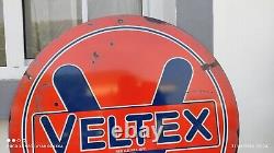 Vintage Antique Gas oil Petroleum Porcelain Sign 60cm Veltex hanging fletcher