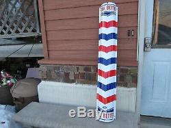 Vintage Antique Porcelain Barber Shop Pole Sign Gas Oil William Marvy 1940's