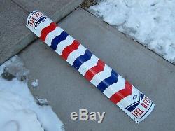 Vintage Antique Porcelain Barber Shop Pole Sign Gas Oil William Marvy 1940's