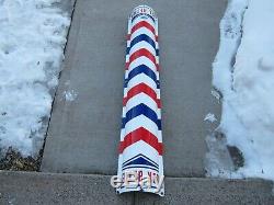 Vintage Antique Porcelain Barber Shop Pole Sign Gas Oil William Marvy 1940's