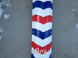 Vintage Antique Porcelain Barber Shop Pole Sign Gas Oil William Marvy 1940's